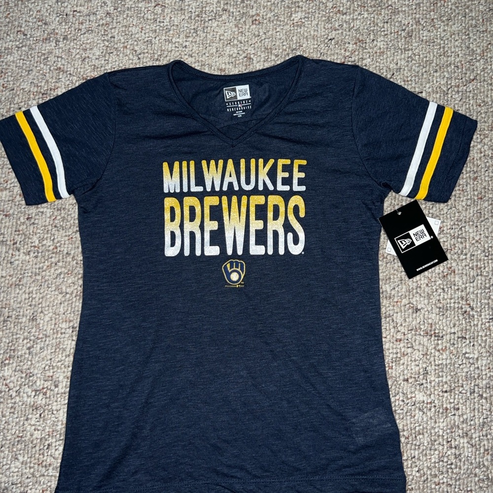 Milwaukee Brewers New Era Navy Girls T-Shirt
